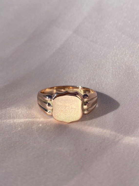 Antique 9k Rose Gold Signet Ring 1876 - image 1