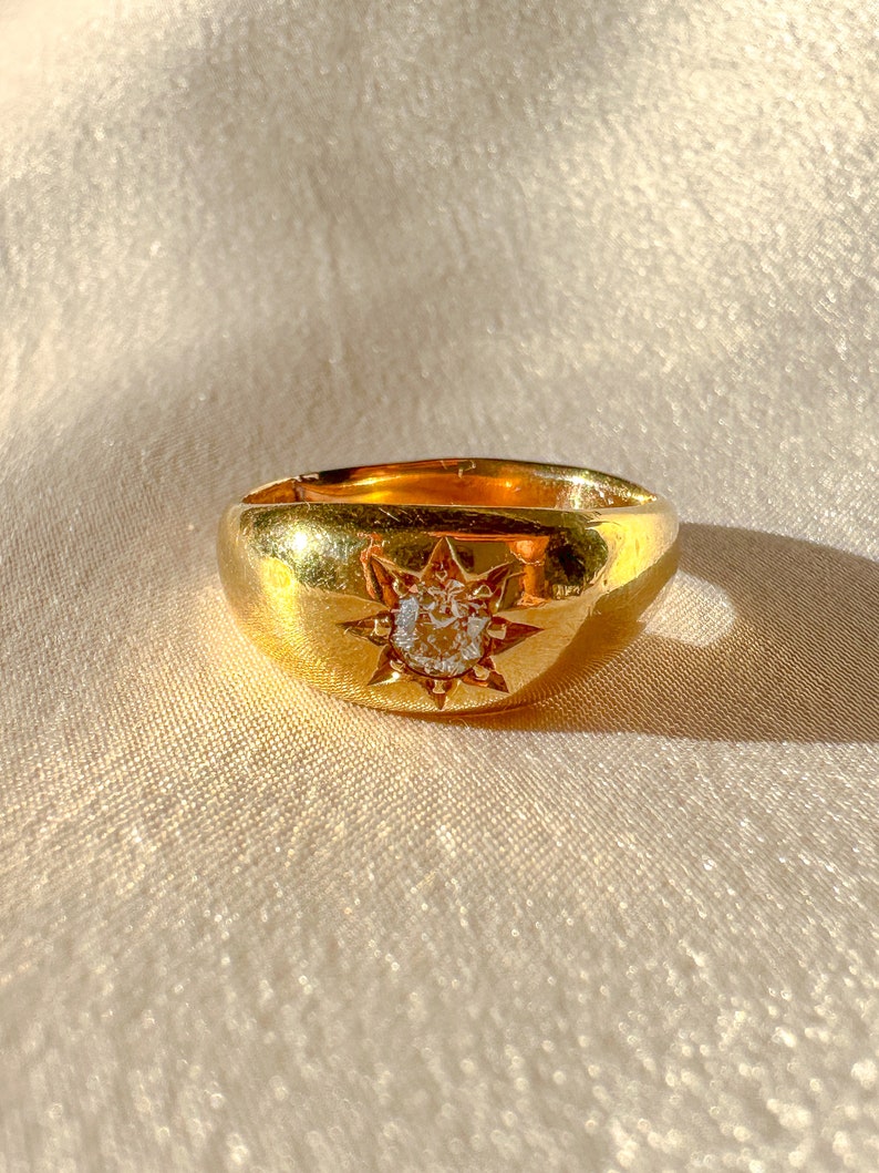 Antique Old Cut Diamond Starburst Solitaire Ring 1901 image 3