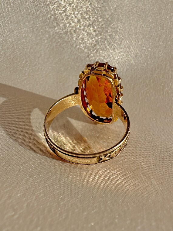 Antique Citrine Deco Floral Dress Ring - image 6