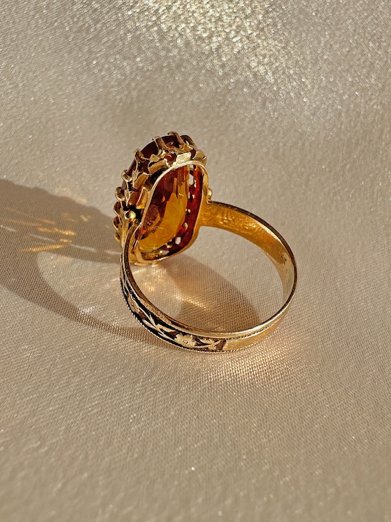 Antique Citrine Deco Floral Dress Ring - image 8