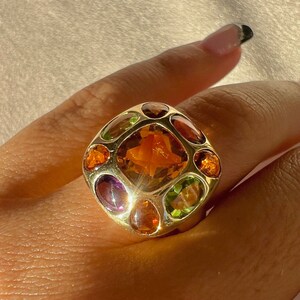 Vintage 14k Citrine Amethyst Peridot Ring 5.00cts image 3