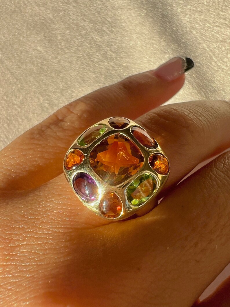 Vintage 14k Citrine Amethyst Peridot Ring 5.00cts image 3