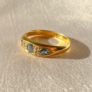 Antique Sapphire Diamond Boat Ring image 3