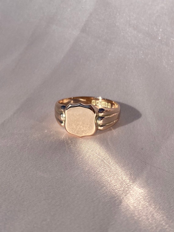 Antique 9k Rose Gold Signet Ring 1876 - image 5