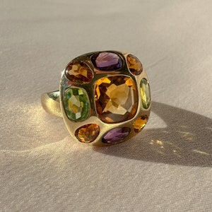 Vintage 14k Citrine Amethyst Peridot Ring 5.00cts image 2