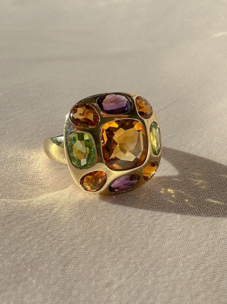 Vintage 14k Citrine Amethyst Peridot Ring 5.00cts image 2