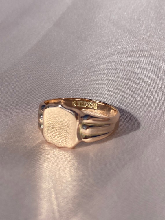 Antique 9k Rose Gold Signet Ring 1876 - image 4