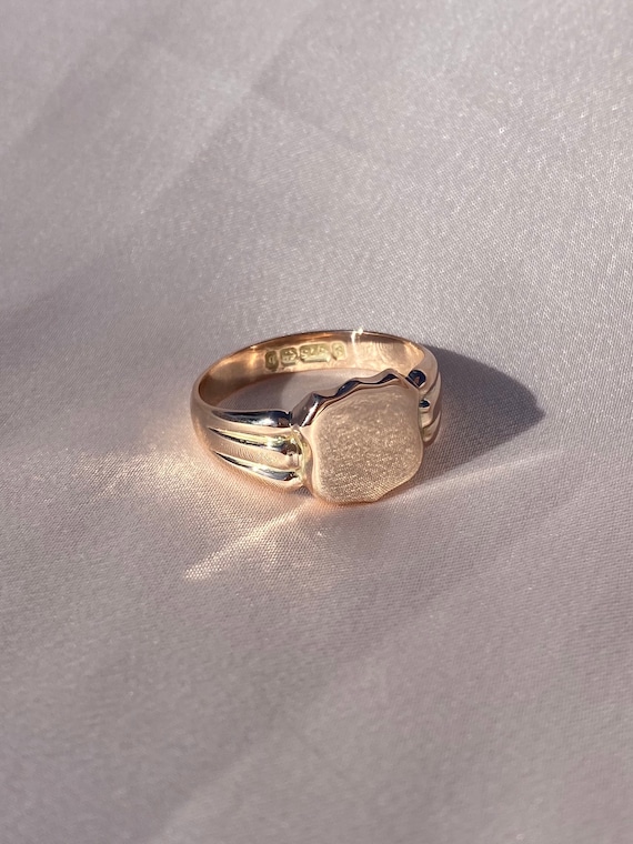 Antique 9k Rose Gold Signet Ring 1876 - image 7