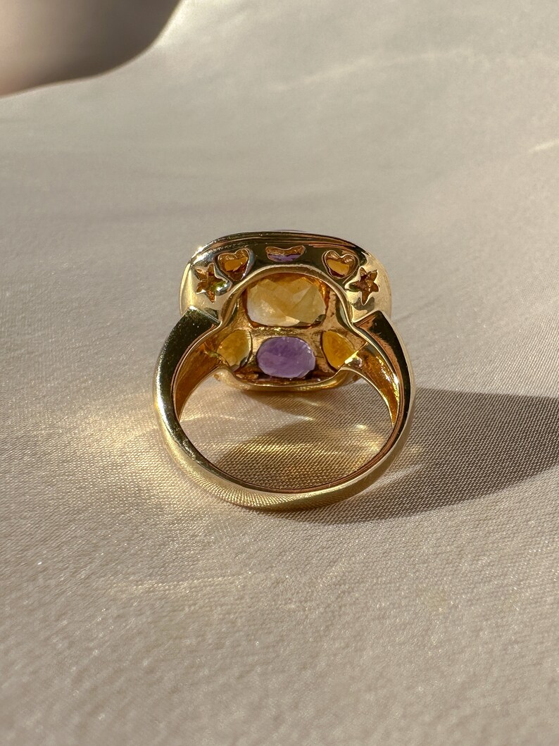 Vintage 14k Citrine Amethyst Peridot Ring 5.00cts image 7