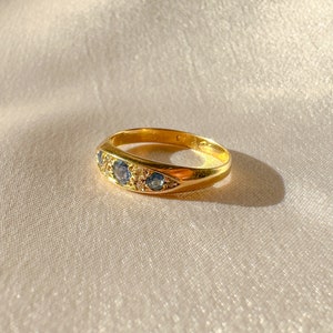 Antique Sapphire Diamond Boat Ring image 6