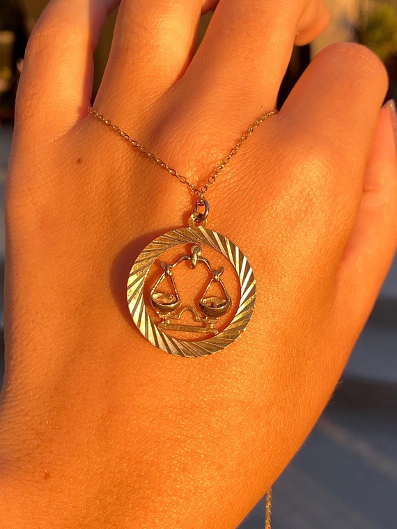 Vintage 9k Libra Scale Necklace 1963