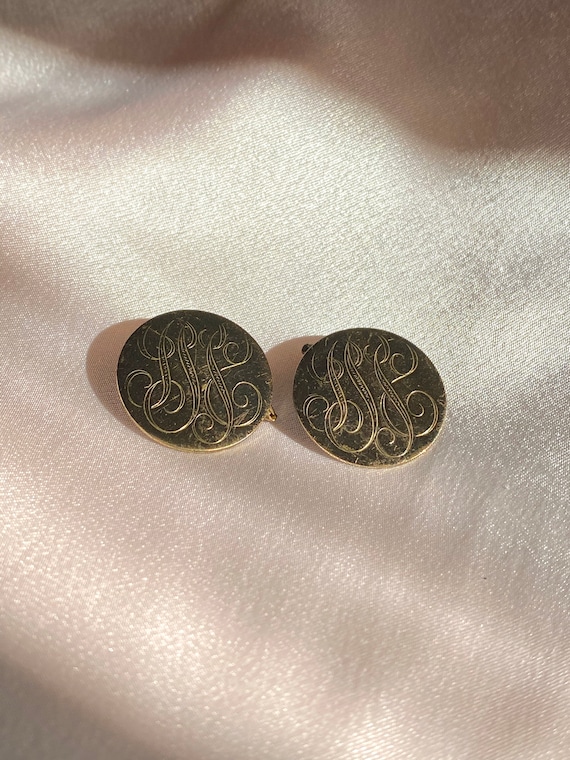 Fathers Day Vintage Mens Monogram Cuff Links - image 2