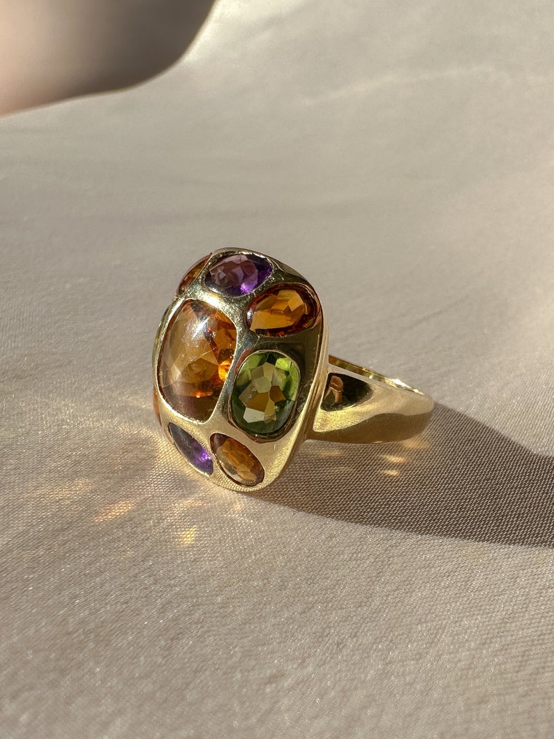 Vintage 14k Citrine Amethyst Peridot Ring 5.00cts image 9