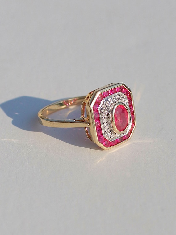 Ruby Diamond Deco Target Ring - image 2