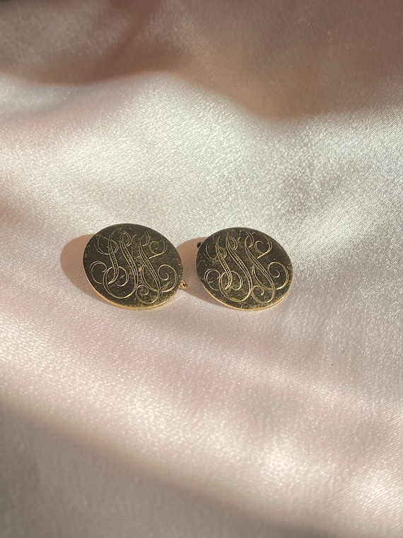 Fathers Day Vintage Mens Monogram Cuff Links - image 1