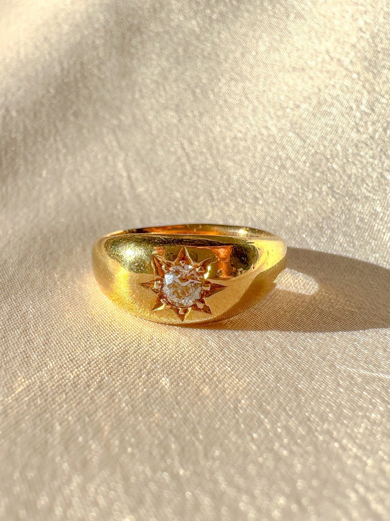 Antique Old Cut Diamond Starburst Solitaire Ring 1901 image 1