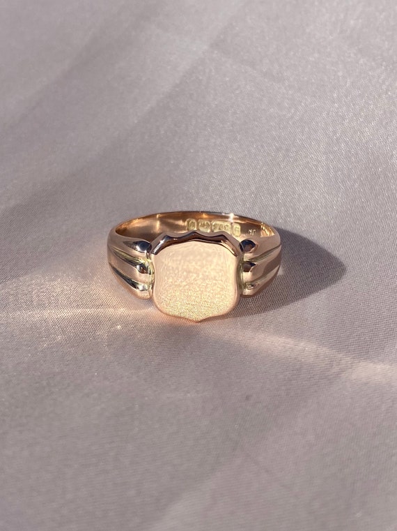 Antique 9k Rose Gold Signet Ring 1876 - image 2