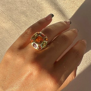 Vintage 14k Citrine Amethyst Peridot Ring 5.00cts image 6