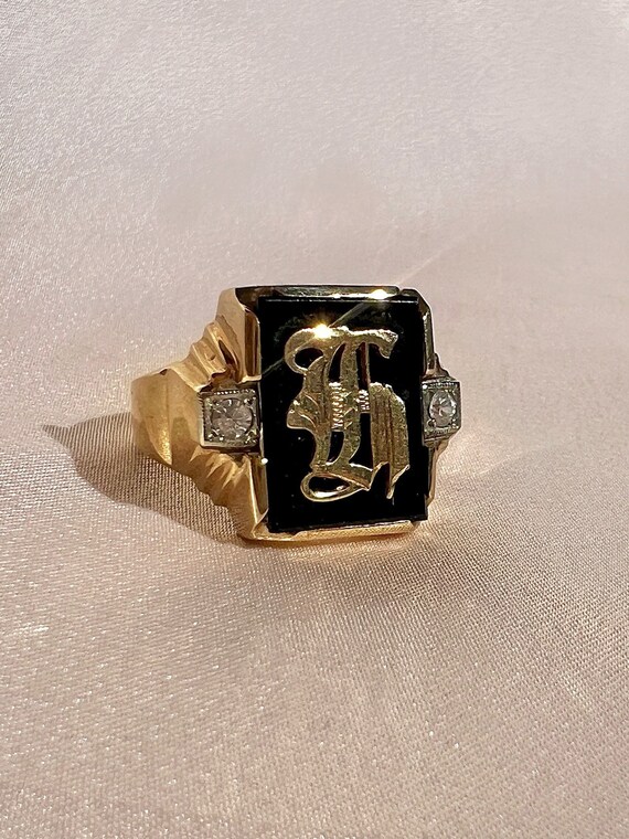 Onyx shop initial ring