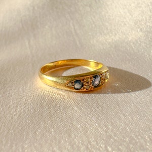 Antique Sapphire Diamond Boat Ring image 5