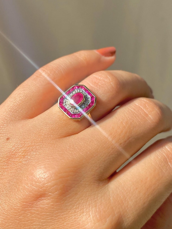 Ruby Diamond Deco Target Ring - image 5