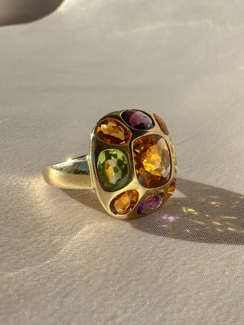 Vintage 14k Citrine Amethyst Peridot Ring 5.00cts image 4