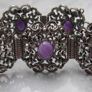 Vintage Silver Bracelet – Amethyst Stone