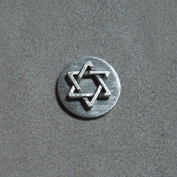 senza spilli® handcrafted magnetic brooch/tie ornament - religious symbol Star of David silvertone