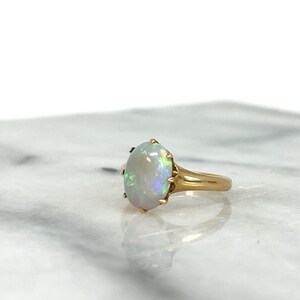 Antique Victorian Gold Claw Setting Opal Ring, Engagement Ring, Vintage 14K Gold Ring, Anniversary Gift