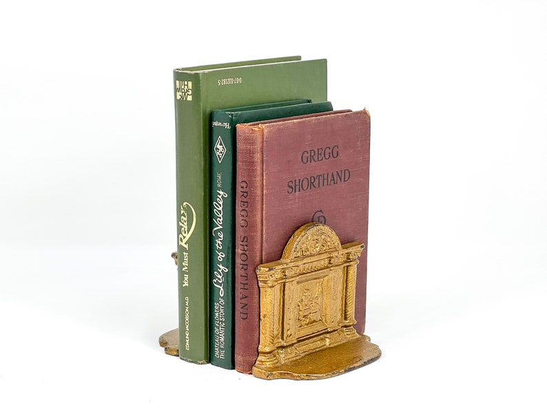 Vintage Greek Mythology Bookends Gold Painted Cast Iron Etsy