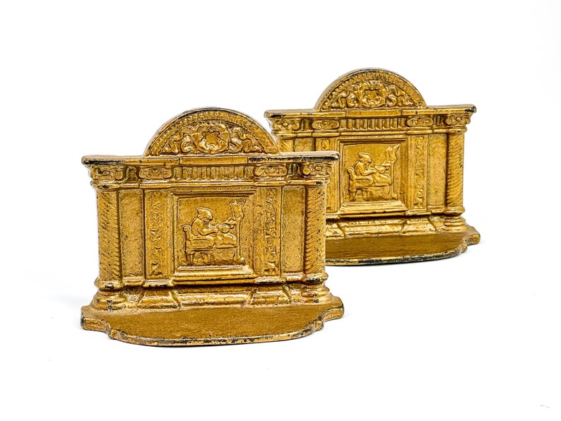 Vintage Greek Mythology Bookends Gold Painted Cast Iron Etsy