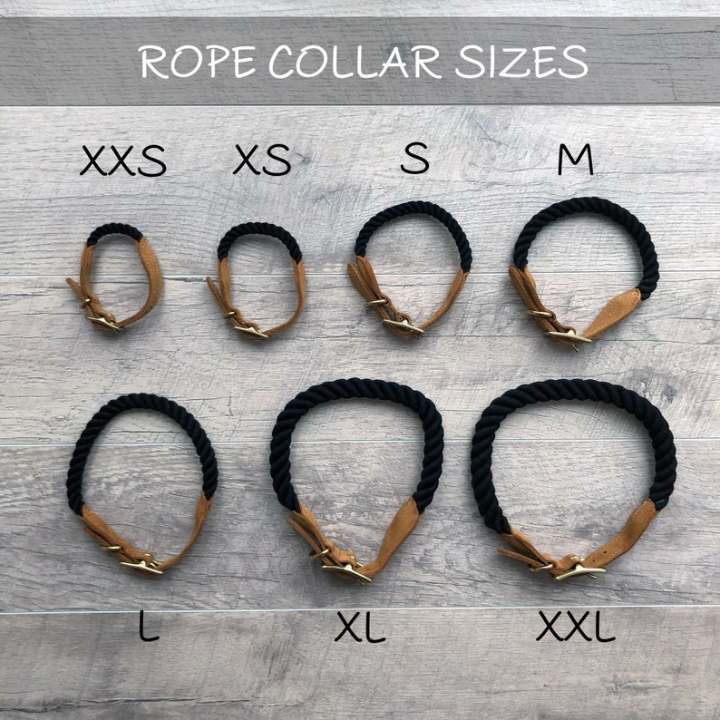 Black Rope Dog Collar Adjustable Rope & Leather Dog Collar Etsy