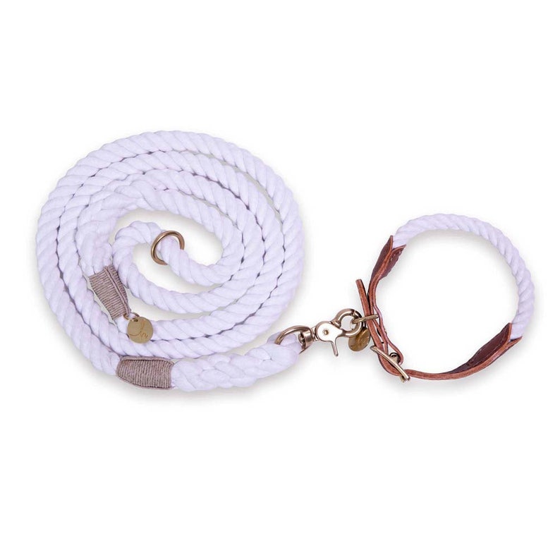 White Rope Dog Collar Adjustable Rope Dog Collar Personalized Rope Dog Collar Wedding Collar for Dogs image 6