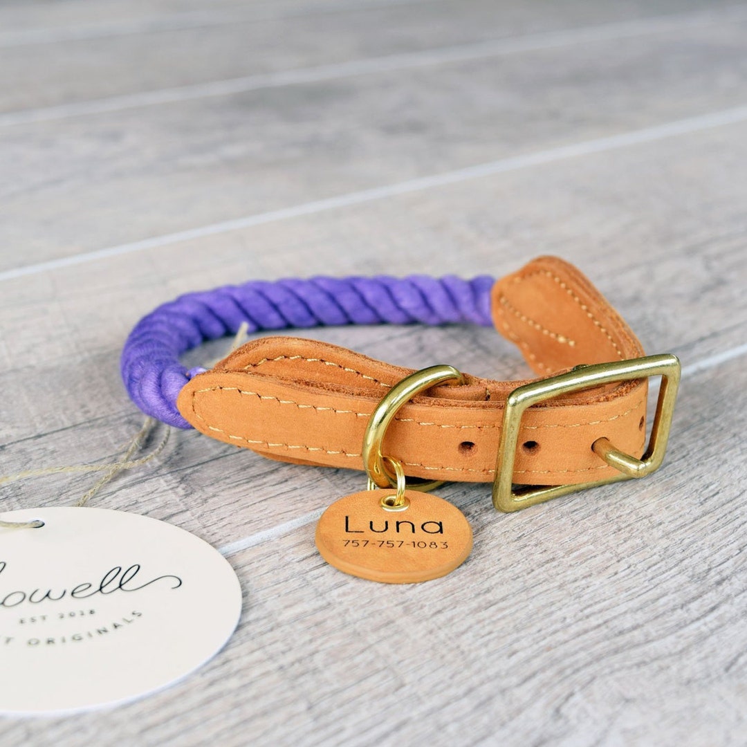 Purple Rope Dog Collar Adjustable Rope Dog Collar Rope and Etsy