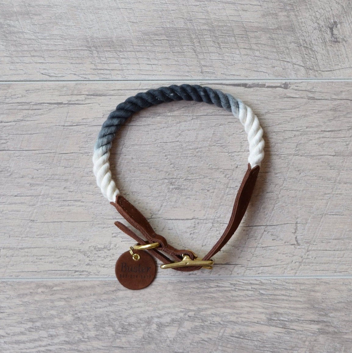 Black Ombre Rope Dog Collar Adjustable Rope & Leather Dog Etsy