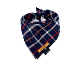 Dog Bandana in Navy Tahoe Plaid Flannel | Custom Dog Bandana