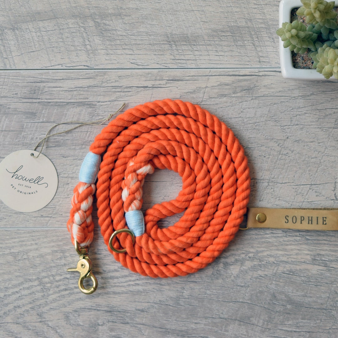 Orange Cotton Rope Dog Leash Dyed Cotton Rope Dog Leash and Etsy