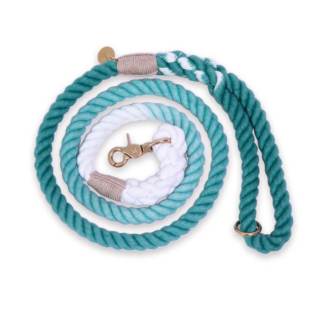 Teal Dog Leash Teal Ombre Rope Dog Leash Dyed Cotton Rope Etsy