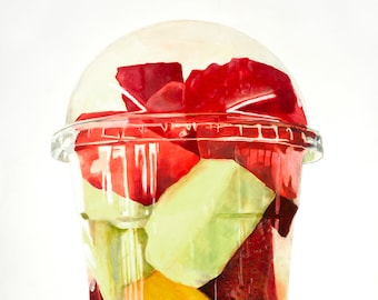 12x18 Fruit Cup Giclee Stampa di pittura ad olio foto-realista
