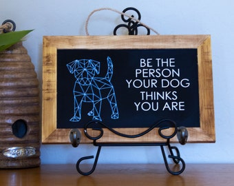 Wood-framed Chalkboard Leash Holder