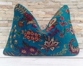 Moroccan Decor Rustic Throw Pillow, Vintage Turkish Lumbar Pillow Cushion Cover, Persian Rug Bohemian Style, Handmade Wool Pillow 24 16in