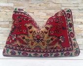 Moroccan Decor Rustic Throw Pillow, Vintage Turkish Lumbar Pillow Cushion Cover, Persian Rug Bohemian Style, Handmade Wool Pillow 24 16in