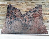 Moroccan Decor Rustic Throw Pillow, Vintage Turkish Lumbar Pillow Cushion Cover, Persian Rug Bohemian Style, Handmade Wool Pillow 24 16in