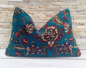 Moroccan Decor Rustic Throw Pillow, Vintage Turkish Lumbar Pillow Cushion Cover, Persian Rug Bohemian Style, Handmade Wool Pillow 24 16in