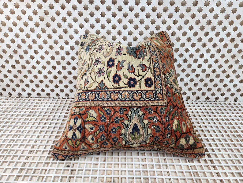 Moroccan Cushion Lumbar Throw Pillow, Vintage Kilim Rug Couch Cushion