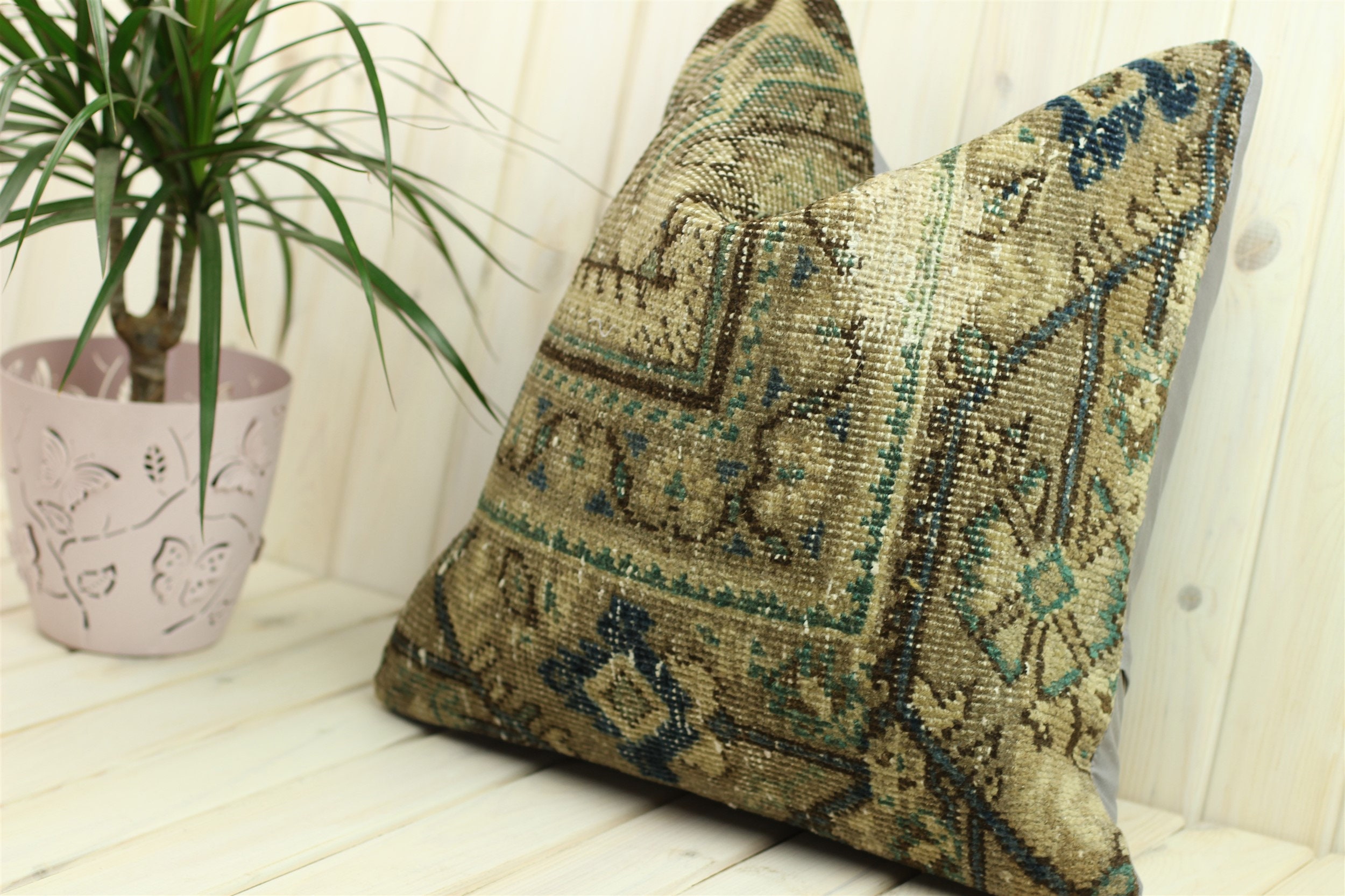 Antique Persian Rug Pillow Cover Moroccan Style Rustic Sofa Etsy