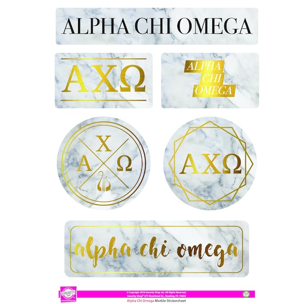 Alpha Chi Omega Marble Sticker Sheet