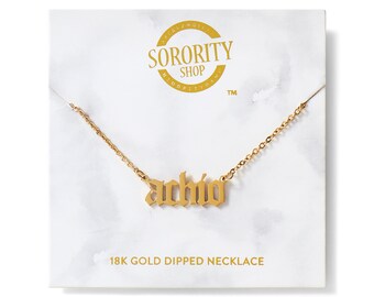 Alpha Chi Omega Name Old English Sorority Necklace