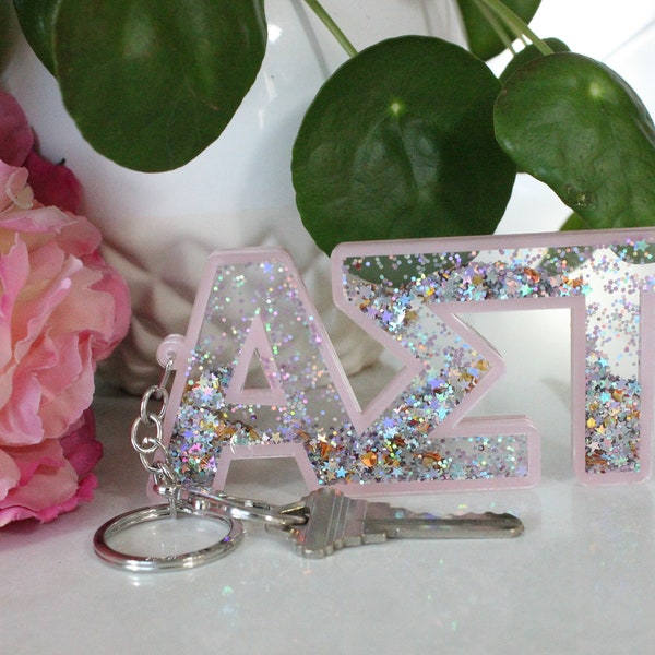 Alpha Sigma Tau Glitter Keychain