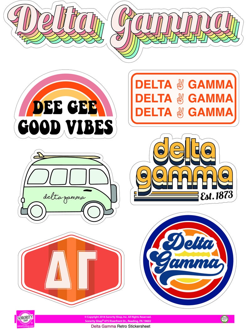 Delta Gamma Retro Sticker Sheet image 1